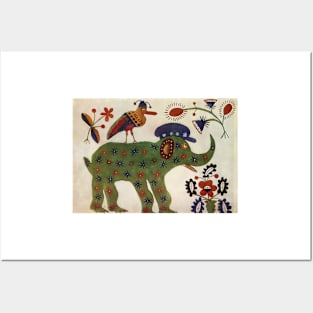 Maria Primachenko - green elephant 1936 Posters and Art